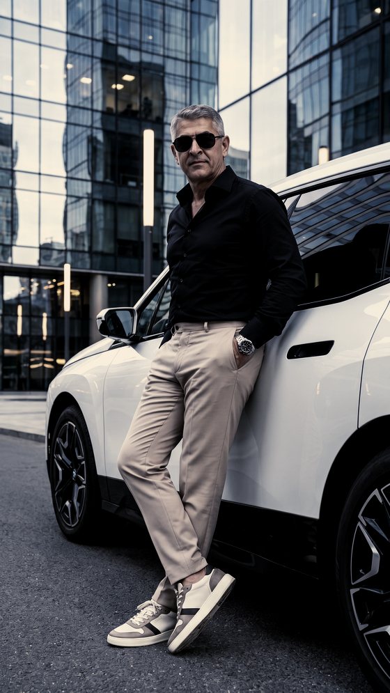 Biresh Thakkar beside a BMW